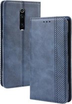 Magnetische gesp Retro Crazy Horse-textuur Horizontale lederen flip-hoes voor Xiaomi Redmi K20 / K20 Pro, met houder & kaartsleuven en fotolijst (blauw)