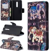 3D-gekleurde tekening patroon horizontale flip lederen tas voor Xiaomi Redmi K20 & K20 Pro, met houder & kaartsleuven & portemonnee (twee olifanten)