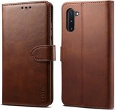 Voor Galaxy Note 10+ GUSSIM Zakelijke stijl horizontale flip lederen tas met houder & kaartsleuven & portemonnee (bruin)
