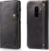Voor Galaxy S9 Plus Denior Oil Wax Koeienhuid Magnetische Knop Horizontale Flip Leren Case met Kaartsleuven & Portemonnee (Zwart)