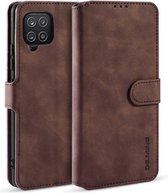 Voor Samsung Galaxy A12 DG.MING Retro Oil Side Horizontale Flip Leren Case met Houder & Kaartsleuven & Portemonnee (Koffie)