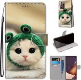 Voor Samsung Galaxy Note 20 Ultra Gekleurde Tekening Cross Textuur Horizontale Flip PU Lederen Case met Houder & Kaartsleuven & Portemonnee & Lanyard (Frog Kitten)