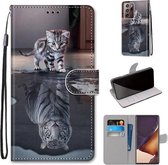 Voor Samsung Galaxy Note 20 Ultra Gekleurde Tekening Cross Textuur Horizontale Flip PU Lederen Case met Houder & Kaartsleuven & Portemonnee & Lanyard (Kat Wordt Tijger)