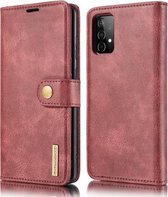 Voor Samsung Galaxy A52 5G DG.MING Crazy Horse Texture Flip afneembare magnetische lederen tas met houder & kaartsleuven & portemonnee (rood)