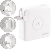 MOMAX IP93 18W Q.Power-stekker Reislader Voedingsadapter met Type-C / USB-C-kabel & UK / AU / EU-stekker (wit)