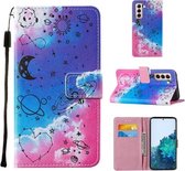 Voor Samsung Galaxy S21 + 5G Cross Texture Painting Pattern Horizontale Flip Leather Case met Houder & Kaartsleuven & Portemonnee & Lanyard (Love Universe)