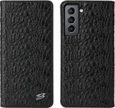 Voor Samsung Galaxy S21 + 5G Fierre Shann Krokodil Textuur Magnetische Horizontale Flip Lederen Case Met Houder & Card Slot (Zwart)