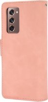 Voor Samsung Galaxy Z Fold2 5G Portemonnee Style Skin Feel Kalfspatroon lederen tas met aparte kaartsleuf (roze)