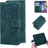 Voor Samsung Galaxy A10e / A20e Tiger Embossing Pattern Horizontale Flip lederen tas met houder & kaartsleuven & portemonnee (groen)