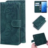 Voor Samsung Galaxy S9 Tiger Embossing Pattern Horizontale Flip lederen tas met houder & kaartsleuven & portemonnee (groen)