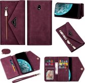 Voor Samsung Galaxy J7 (2017) / J730 EU-versie Huidgevoel Rits Horizontale Flip Leren Case met Houder & Kaartsleuven & Fotolijst & Lanyard & Lang Touw (Wijnrood)