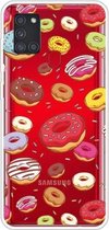 Voor Samsung Galaxy A21s schokbestendig geverfd transparant TPU beschermhoes (donuts)