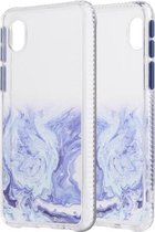 Voor Samsung Galaxy A01 Core Marble Pattern Glittery Powder Shockproof TPU Case met afneembare knoppen (blauw)