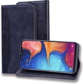 Voor Samsung Galaxy A70 / A70s Zakelijke stiksels Horizontale flip lederen tas met dubbel vouwen & beugel & kaartsleuven & fotolijst & portemonnee (zwart)