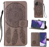 Voor Samsung Galaxy Note20 Ultra Dream Catcher Printing Horizontale Flip Leren Case met Houder & Kaartsleuven & Portemonnee & Lanyard (Bruin)