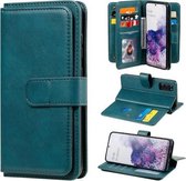 Voor Samsung Galaxy S20 5G multifunctionele magnetische koperen gesp horizontale flip effen kleur lederen tas met 10 kaartsleuven & portemonnee & houder & fotolijst (donkergroen)