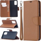 Voor Samsung Galaxy Note20 Litchi Textuur Pure Kleur Horizontale Flip Leren Case met Houder & Kaartsleuven & Portemonnee & Lanyard (Bruin)