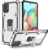 Voor Samsung Galaxy A71 Cool Armor PC + TPU schokbestendig hoesje met 360 graden rotatie ringhouder (zilver)