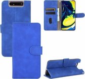 Voor Samsung Galaxy A80 Effen Kleur Huid Voel Magnetische Gesp Horizontale Flip Kalf Textuur PU Lederen Case met Houder & Kaartsleuven & Portemonnee (Blauw)