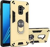 Voor Samsung Galaxy A8 + (2018) 2 in 1 Armor Series PC + TPU beschermhoes met ringhouder (goud)