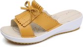 Modieuze casual lichtgewicht sandalen met kwastjes voor dames (kleur: geel, maat: 40)