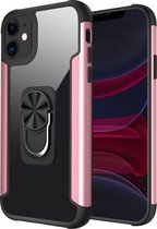 PC + TPU + metalen schokbestendige beschermhoes met ringhouder voor iPhone 11 (roségoud)