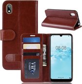 R64 Texture Single Fold Horizontale Flip Leather Case voor Huawei Y5 2019, met houder & kaartsleuven & portemonnee (bruin)