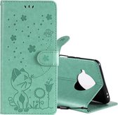 Voor Xiaomi 10T Lite 5G / Redmi Note 9 Pro 5G Cat Bee Embossing Pattern Schokbestendig Horizontaal Flip lederen tas met houder & kaartsleuven & portemonnee (groen)