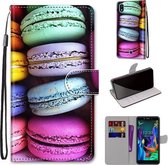 Voor LG K20 (2019) Gekleurde Tekening Cross Textuur Horizontale Flip PU Lederen Case met Houder & Kaartsleuven & Portemonnee & Lanyard (Kleurrijke Taarten)
