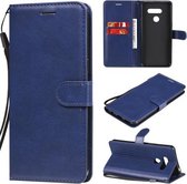 Voor LG K50S effen kleur horizontale flip beschermende lederen tas met houder & kaartsleuven & portemonnee & fotolijst & lanyard (blauw)