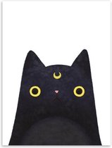 Leuke Kat En Avatar Poster Print Canvas Schilderij Thuis Art Decoratie, Maat: 30 × 40 cm (Black Moon Cat)