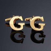 1 paar gouden letters AZ naam Manchetknopen heren Frans overhemd Manchetknopen (G)-Goud