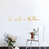 Italiaanse Beautiful Life decoratieve muurstickers, afmeting: 40x8cm (goud)