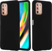 Voor Motorola Moto G9 Plus Pure Color Vloeibare siliconen schokbestendige hoes met volledige dekking (zwart)