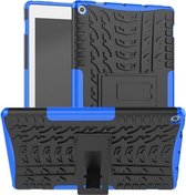 Voor Amazon Kindle Fire HD 10 2019 Tire Texture TPU + PC Shockproof Case met houder (blauw)
