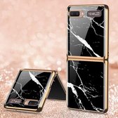 Voor Samsung Galaxy Z Flip 5G GKK Marble Pattern Galvaniseren Painted Glass Case (Marble 07)