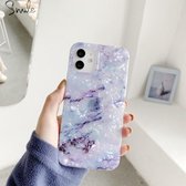 Shell Texture Marble Half Edging TPU beschermhoes voor iPhone 12/12 Pro (paars)