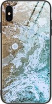 Voor iPhone X Marble Pattern Glass beschermhoes (DL06)