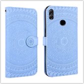 Let op type!! Voor Huawei Honor 8X ingedrukt afdrukken patroon horizontale Flip PU lederen draagtas met houder & kaartsleuven & portemonnee & & Lanyard (blauw)