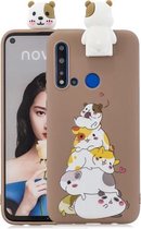 Voor Huawei P20 Lite 2019 Cartoon schokbestendige TPU beschermhoes met houder (hamsters)