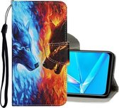 Voor OPPO A1K Gekleurde tekening patroon Horizontale flip lederen tas met houder & kaartsleuven & portemonnee (Wolf)