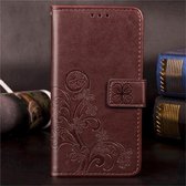 Voor Galaxy M30s, Lucky Clover Pressed Flowers Pattern Leather Case met houder & kaartsleuven & portemonnee & draagriem (bruin)