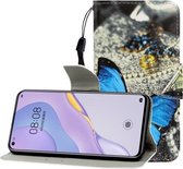 Voor Huawei Nova 7 Gekleurde Tekening Horizontale Flip Leren Case met Houder & Kaartsleuf & Portemonnee (Een Vlinder)