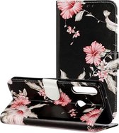 Voor Huawei Y6p Gekleurde Tekening Marmer Patroon Horizontale Flip PU Lederen Case met Houder & Kaartsleuven & Portemonnee (Azalea)