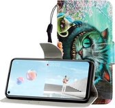 Voor Huawei Nova 7 SE Gekleurde Tekening Horizontale Flip Leren Case met Houder & Kaartsleuf & Portemonnee (Groene Ogen)