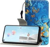 Voor Huawei Nova 7 SE Gekleurde Tekening Horizontale Flip Leren Case met Houder & Kaartsleuf & Portemonnee (Jade Vlinder)