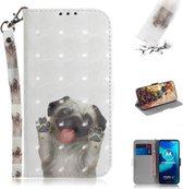 Voor Motorola Moto G8 Power Lite 3D Geschilderd Patroon Magnetische Aantrekkelijkheid Horizontale Flip Leren Case met Houder & Kaartsleuf & Portemonnee & Lanyard (Pekingese Dag)