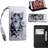 3D-schilderijpatroon Gekleurde tekening Horizontaal Flip TPU + PU lederen tas met houder & kaartsleuven & portemonnee voor Huawei Y5 (Smile Cat)