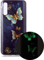 Voor Samsung Galaxy A70 Lichtgevende TPU zachte beschermhoes (dubbele vlinders)