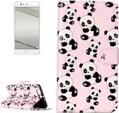 Voor Huawei P10 Plus glanzende olie reliëf Panda patroon horizontale flip lederen tas met houder & kaartsleuven & portemonnee & fotolijst